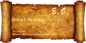 Behal Orsika névjegykártya